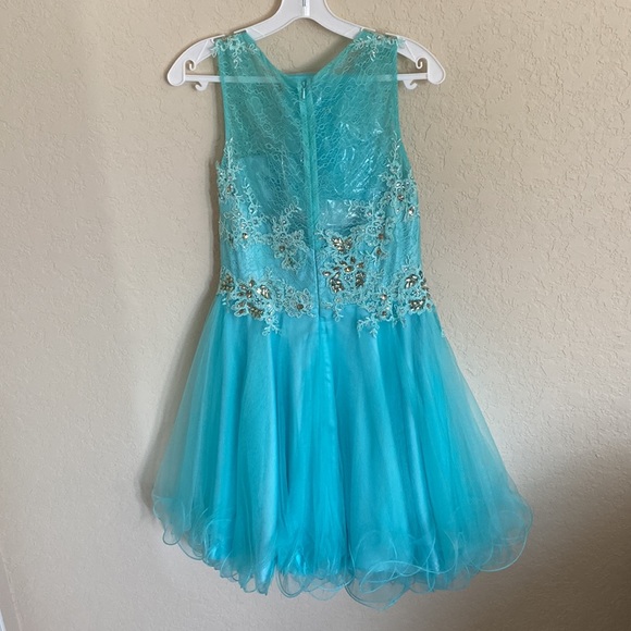 Teal Lace formal Dress - Picture 2 of 3